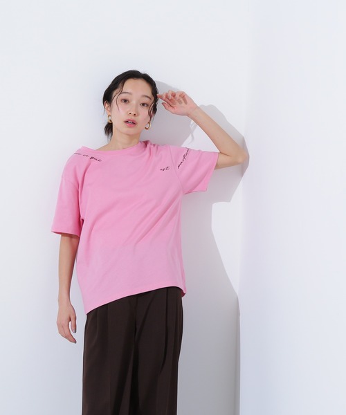 N.(N. Natural Beauty Basic)(エヌエヌナチュラルビューティーベーシック)の「ロゴ刺繍カットソー(Tシャツ/カットソー・レディース・ピンク/オフホワイト/チャコールグレー・MEDIUM)」の21枚目の写真