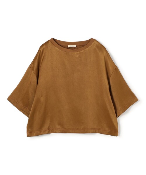 DES PRES(デ・プレ)の「ソフトサテン ビッグTシャツブラウス(シャツ/ブラウス・レディース・ホワイト/ライトイエロー/ブラック/ダークブラウン/キャメル・FREE)」の5枚目の写真