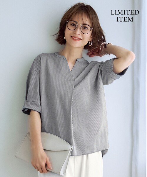 自由区(ジユウク)の「サッカージャージー カットソー(Tシャツ/カットソー・レディース・ベージュ系/アイボリー系/ネイビー系/ライラック系・38/40)」の3枚目の写真