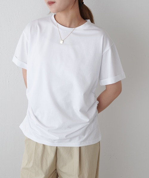 Lui's（ルイス）の「袖ロール半袖Tシャツ（Tシャツ/カットソー・レディース・ブラック/ホワイト/ライトグレー/ミント・FREE）」の19枚目の写真