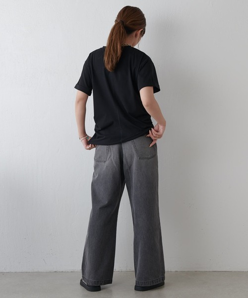 Lui's（ルイス）の「袖ロール半袖Tシャツ（Tシャツ/カットソー・レディース・ブラック/ホワイト/ライトグレー/ミント・FREE）」の14枚目の写真