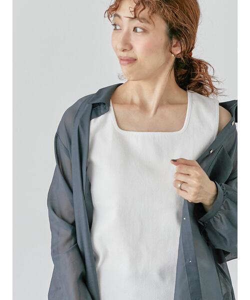 Lugnoncure(ルノンキュール)の「テレコスクエアネックタンクトップ(タンクトップ・レディース・オフホワイト/ベージュ/ブラック・F)」の2枚目の写真