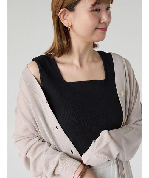 Lugnoncure(ルノンキュール)の「テレコスクエアネックタンクトップ(タンクトップ・レディース・オフホワイト/ベージュ/ブラック・F)」の3枚目の写真