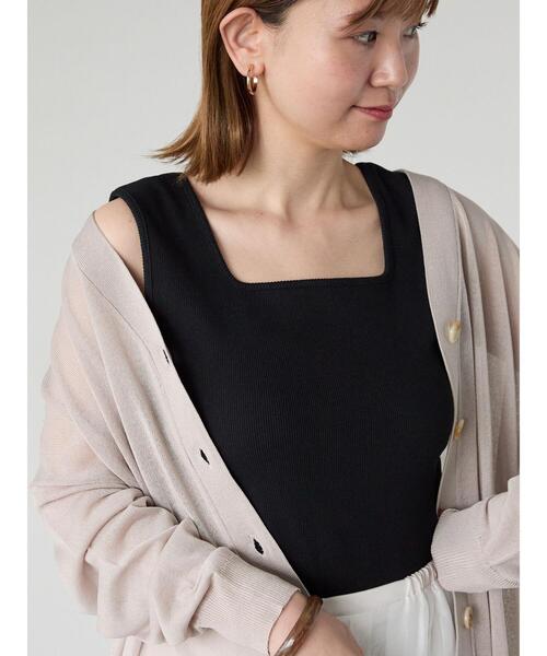 Lugnoncure(ルノンキュール)の「テレコスクエアネックタンクトップ(タンクトップ・レディース・オフホワイト/ベージュ/ブラック・F)」の9枚目の写真