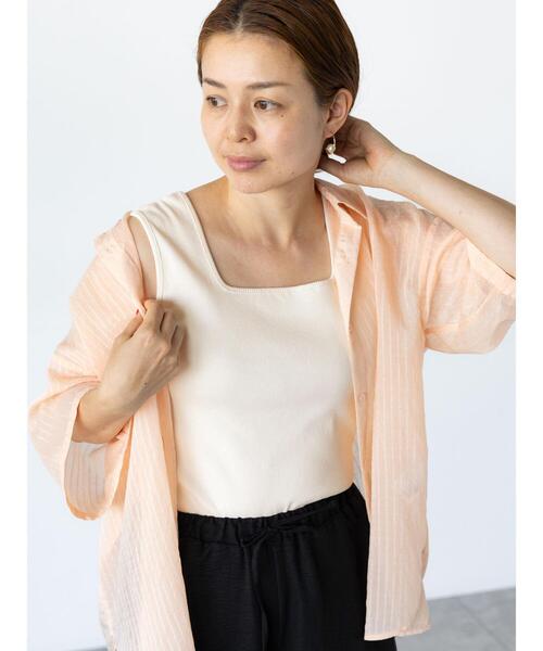 Lugnoncure(ルノンキュール)の「テレコスクエアネックタンクトップ(タンクトップ・レディース・オフホワイト/ベージュ/ブラック・F)」の11枚目の写真