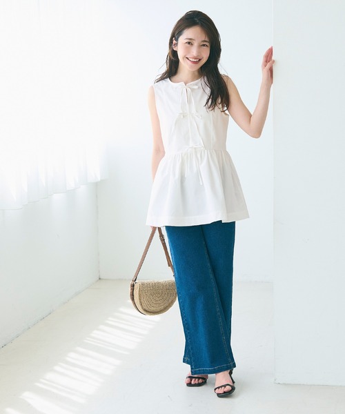 coca(coca)(コカ)の「ノースリーブリボンブラウス(シャツ/ブラウス・レディース・ホワイト/ブラウン・M/L)」の17枚目の写真