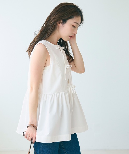 coca(coca)(コカ)の「ノースリーブリボンブラウス(シャツ/ブラウス・レディース・ホワイト/ブラウン・M/L)」の18枚目の写真