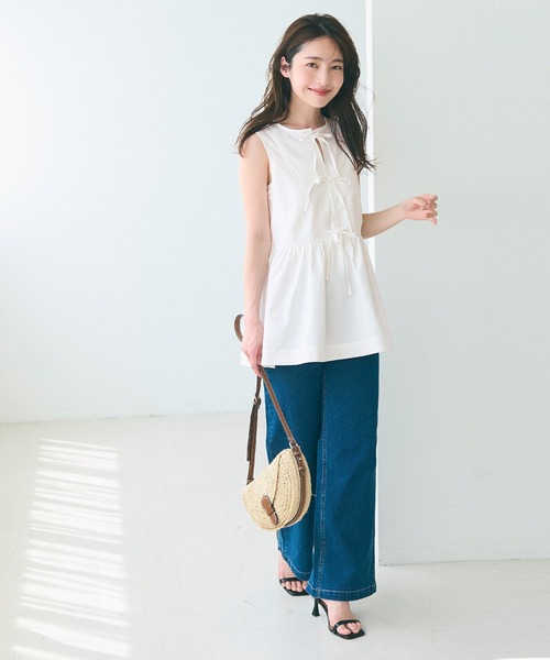 coca(coca)(コカ)の「ノースリーブリボンブラウス(シャツ/ブラウス・レディース・ホワイト/ブラウン・M/L)」の21枚目の写真