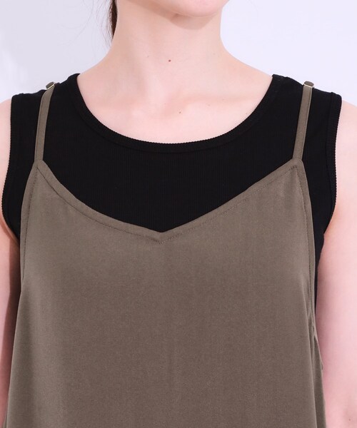 DRESKIP（ドレスキップ）の「【ひんやり】シャーリングがアクセントに 大人のデザインキャミワンピース（ワンピース・レディース・ブラック/ブラウン系・01/02/03/04）」の15枚目の写真