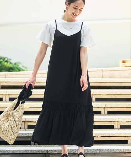 DRESKIP（ドレスキップ）の「【ひんやり】シャーリングがアクセントに 大人のデザインキャミワンピース（ワンピース・レディース・ブラック/ブラウン系・01/02/03/04）」の18枚目の写真