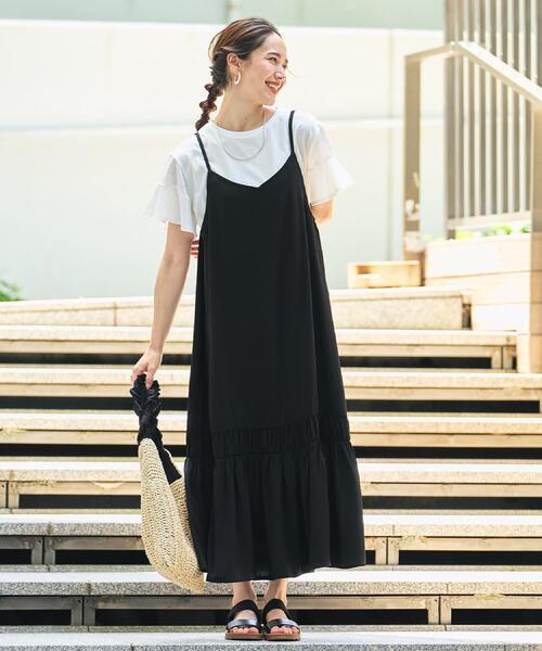 DRESKIP（ドレスキップ）の「【ひんやり】シャーリングがアクセントに 大人のデザインキャミワンピース（ワンピース・レディース・ブラック/ブラウン系・01/02/03/04）」の19枚目の写真
