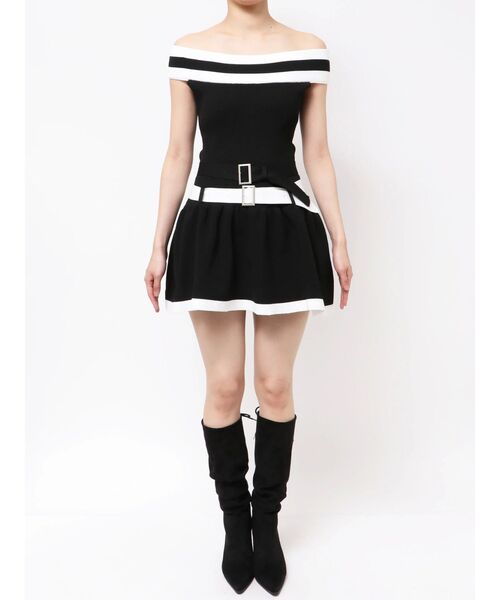 EATME（イートミー）の「ダブルベルトオフショルニットワンピース（ワンピース・レディース・アイボリー/ブラック/グレー・FREE）」の7枚目の写真