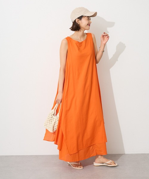 CRAFT STANDARD BOUTIQUE（クラフトスタンダードブティック）の「インド綿混フレアワンピース◆（ワンピース・レディース・ブルー/オレンジ・FREE）」の9枚目の写真