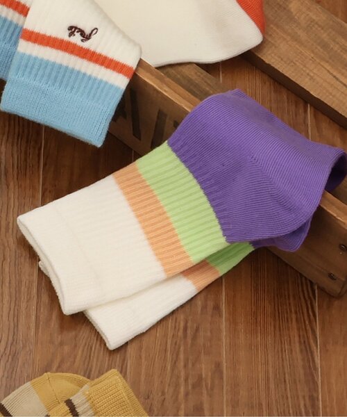 BREEZE(ブリーズ)の「ライン・ロゴソックス(ソックス/靴下・キッズ・イエロー/パープル/グリーン/レインボー/アイボリー・15 /18/21)」の3枚目の写真
