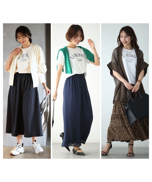 Ehre style(エーレスタイル)の「洗練された大人のロゴT迷子さんへ(Tシャツ/カットソー・レディース・アイボリー/ホワイト×ブラウン/ホワイト×ネイビー・FREE)」の12枚目の写真