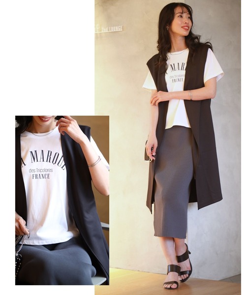 Ehre style(エーレスタイル)の「洗練された大人のロゴT迷子さんへ(Tシャツ/カットソー・レディース・アイボリー/ホワイト×ブラウン/ホワイト×ネイビー・FREE)」の19枚目の写真
