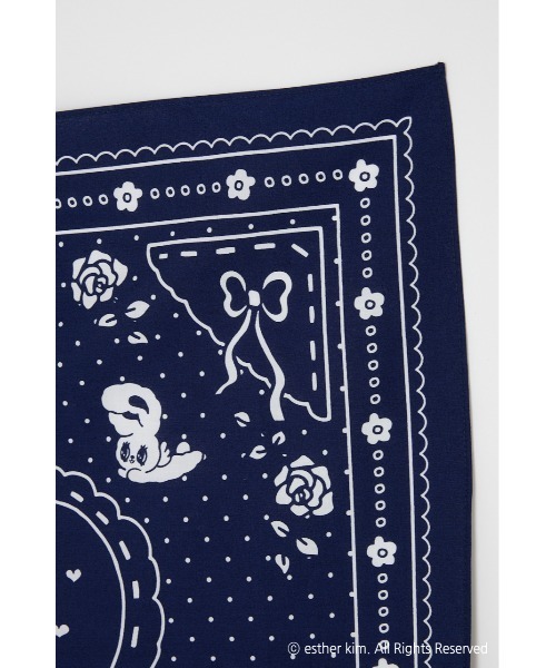 SLY（スライ）の「Esther Bunny x SLY BANDANNA エスターバニー スライ バンダナ（バンダナ/スカーフ・レディース・ネイビー・FREE）」の3枚目の写真