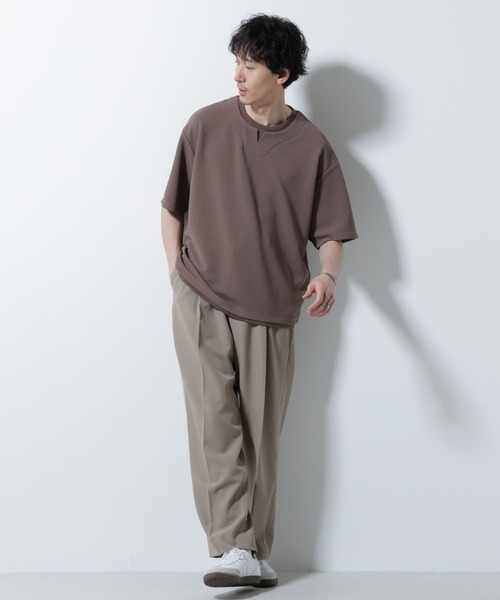 NANO universe(ナノユニバース)の「フェイクレイヤードキーネックTシャツ 半袖(Tシャツ/カットソー・メンズ・オレンジ/ネイビー/グレー系その他4・M/L)」の20枚目の写真