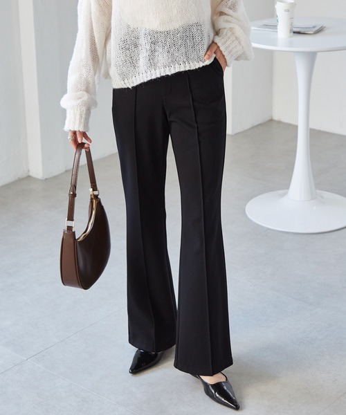 RANAN（ラナン）の「すっきりシルエット！ジャージー素材ピンタックフレアパンツ（その他パンツ・レディース・ブラック/アイボリー/ブラウン・S/M/L/LL）」の22枚目の写真