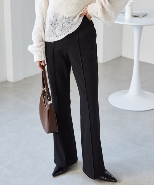 RANAN（ラナン）の「すっきりシルエット！ジャージー素材ピンタックフレアパンツ（その他パンツ・レディース・ブラック/アイボリー/ブラウン・S/M/L/LL）」の21枚目の写真