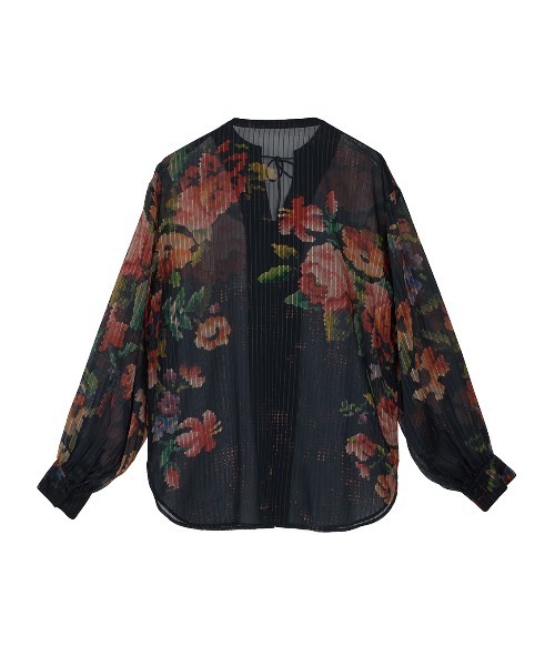 JACQUARD FLOWER PATTERN SHEER BLOUSE（シャツ/ブラウス）｜Ameri 