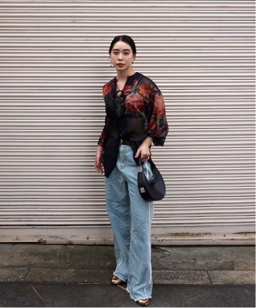 トップス sheer flower jacquard blouse JACQUARD FLOWER PATTERN SHEER BLOUSE（シャツ/ブラウス