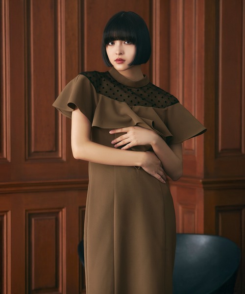 darial(ダリアル)の「【darial】誰からも好かれるきれいめ可愛い / dot flare high neck dress ドット フレア ハイネック ドレス お呼ばれ 結婚式 二次会 成人式 同窓会 セレモニードレス パーティドレス オケージョンドレス(ドレス・レディース・ブラック/モカ・S/M/L)」の8枚目の写真