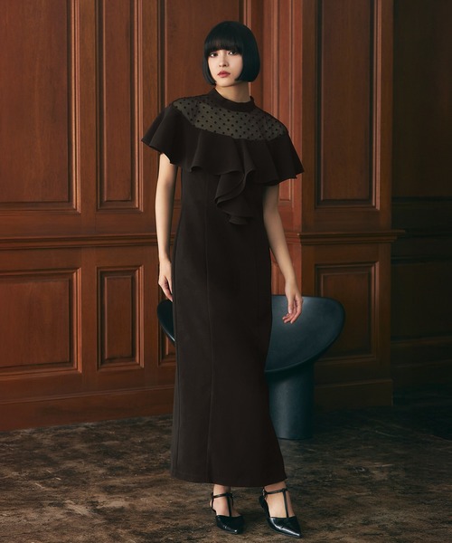 darial(ダリアル)の「【darial】誰からも好かれるきれいめ可愛い / dot flare high neck dress ドット フレア ハイネック ドレス お呼ばれ 結婚式 二次会 成人式 同窓会 セレモニードレス パーティドレス オケージョンドレス(ドレス・レディース・ブラック/モカ・S/M/L)」の13枚目の写真