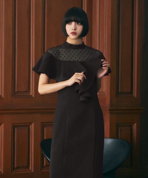 darial(ダリアル)の「【darial】誰からも好かれるきれいめ可愛い / dot flare high neck dress ドット フレア ハイネック ドレス お呼ばれ 結婚式 二次会 成人式 同窓会 セレモニードレス パーティドレス オケージョンドレス(ドレス・レディース・ブラック/モカ・S/M/L)」の15枚目の写真
