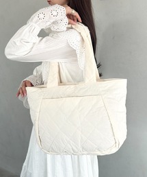 ファスナー付きキルティング軽量トートバッグ マザーズバッグ