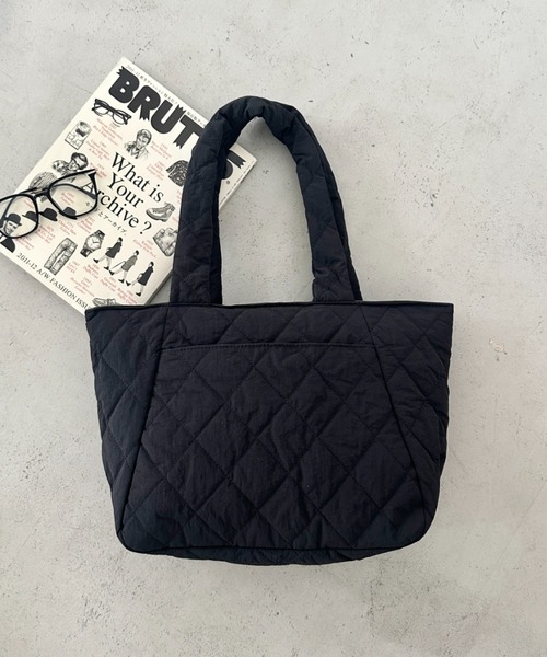 Mojocamar 黒色キルティングトートバック レッスンバッグ Mojocamar 黒色キルティングトートバック レッスンバッグ