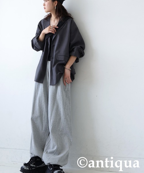 antiqua(アンティカ)の「ダッドテーラージャケット(テーラードジャケット・レディース・ダークグレー/ベージュ/ブラック・ONESIZE)」の12枚目の写真