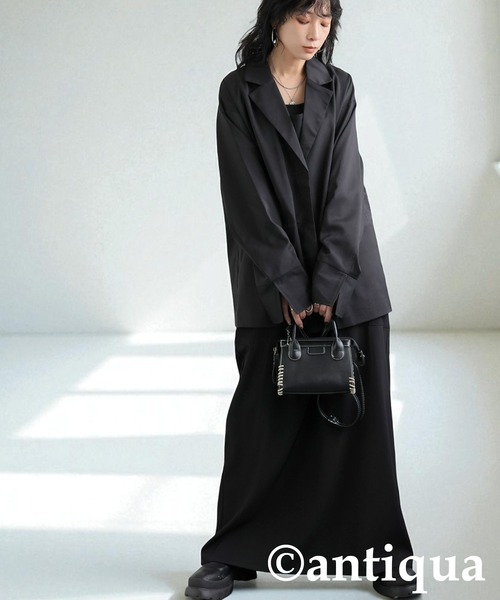 antiqua(アンティカ)の「ダッドテーラージャケット(テーラードジャケット・レディース・ダークグレー/ベージュ/ブラック・ONESIZE)」の5枚目の写真