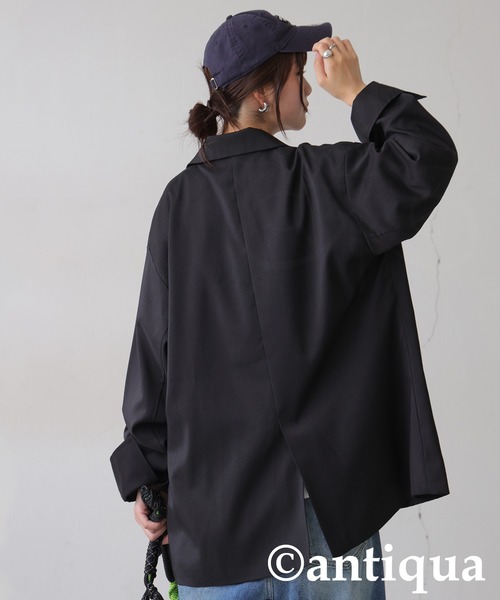 antiqua(アンティカ)の「ダッドテーラージャケット(テーラードジャケット・レディース・ダークグレー/ベージュ/ブラック・ONESIZE)」の9枚目の写真