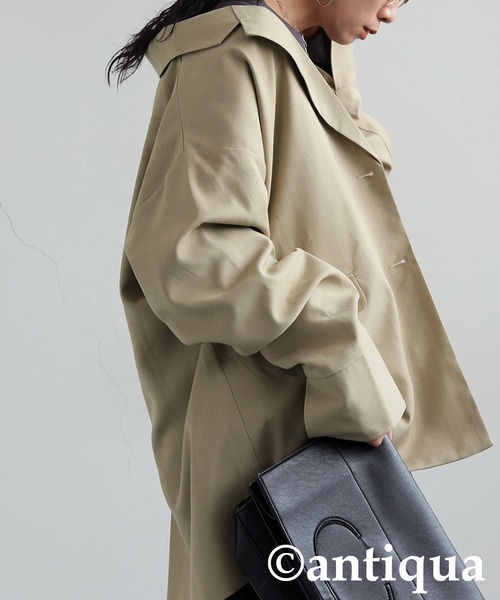 antiqua(アンティカ)の「ダッドテーラージャケット(テーラードジャケット・レディース・ダークグレー/ベージュ/ブラック・ONESIZE)」の16枚目の写真