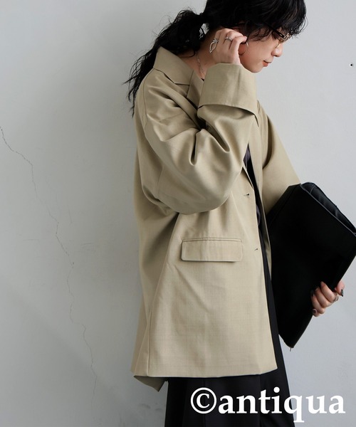 antiqua(アンティカ)の「ダッドテーラージャケット(テーラードジャケット・レディース・ダークグレー/ベージュ/ブラック・ONESIZE)」の17枚目の写真