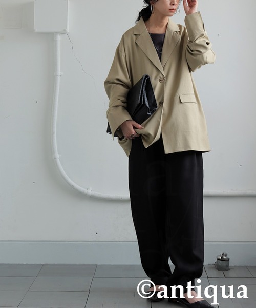antiqua(アンティカ)の「ダッドテーラージャケット(テーラードジャケット・レディース・ダークグレー/ベージュ/ブラック・ONESIZE)」の18枚目の写真