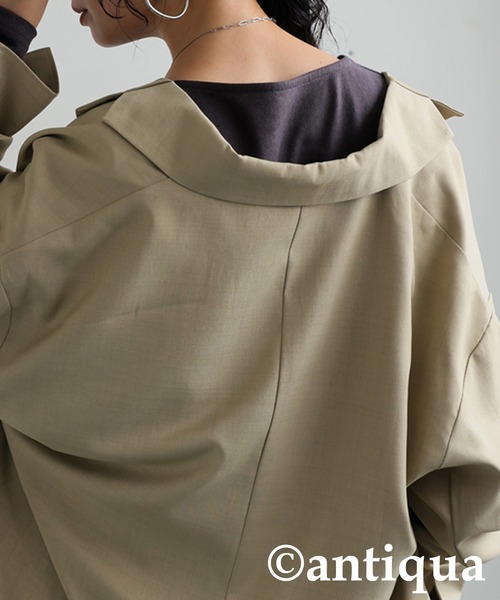 antiqua(アンティカ)の「ダッドテーラージャケット(テーラードジャケット・レディース・ダークグレー/ベージュ/ブラック・ONESIZE)」の19枚目の写真