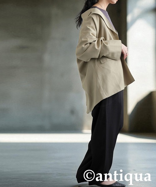 antiqua(アンティカ)の「ダッドテーラージャケット(テーラードジャケット・レディース・ダークグレー/ベージュ/ブラック・ONESIZE)」の20枚目の写真