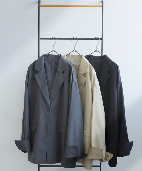antiqua(アンティカ)の「ダッドテーラージャケット(テーラードジャケット・レディース・ダークグレー/ベージュ/ブラック・ONESIZE)」の21枚目の写真