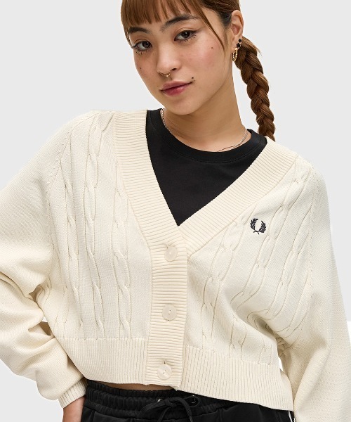 23区　アイボリー ケーブル編み カーディガン セール】Cable Knit Cardigan／ケーブルニットカーディガン