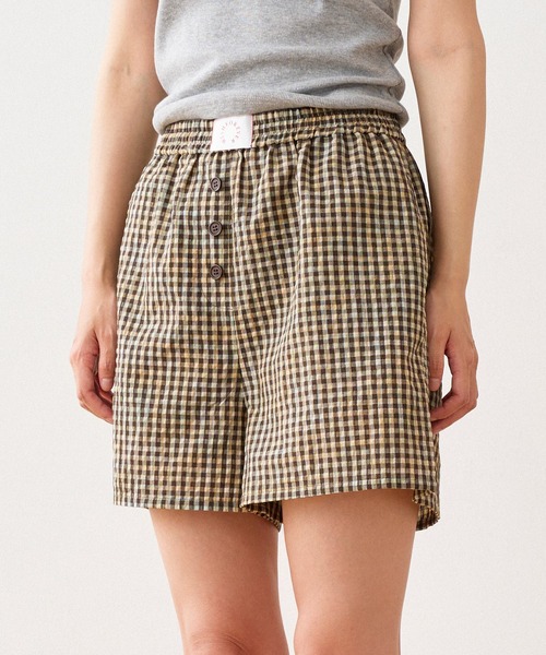 WISH FOR EVER（ウィッシュフォーエバー）の「ASSORT SEERSUCKER TRUNKS / アソートシアサッカートランクス（その他パンツ・メンズ・ネイビー系/ブラウン系/ストライプ・SMALL/MEDIUM）」の15枚目の写真