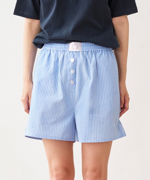 WISH FOR EVER（ウィッシュフォーエバー）の「ASSORT SEERSUCKER TRUNKS / アソートシアサッカートランクス（その他パンツ・メンズ・ネイビー系/ブラウン系/ストライプ・SMALL/MEDIUM）」の4枚目の写真