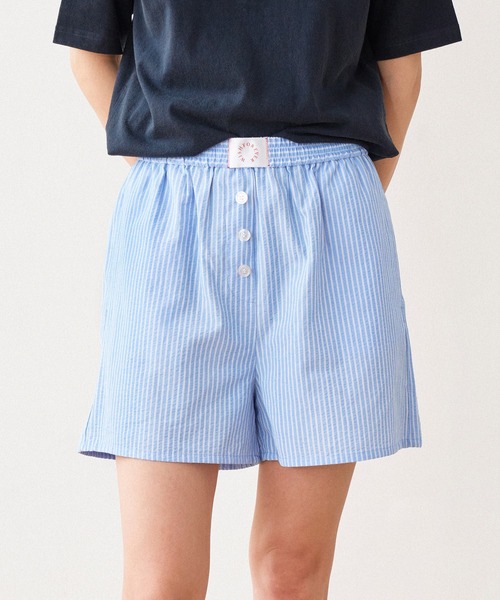 WISH FOR EVER（ウィッシュフォーエバー）の「ASSORT SEERSUCKER TRUNKS / アソートシアサッカートランクス（その他パンツ・メンズ・ネイビー系/ブラウン系/ストライプ・SMALL/MEDIUM）」の6枚目の写真