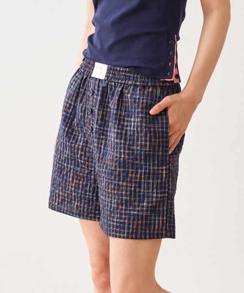 WISH FOR EVER（ウィッシュフォーエバー）の「ASSORT SEERSUCKER TRUNKS / アソートシアサッカートランクス（その他パンツ・メンズ・ネイビー系/ブラウン系/ストライプ・SMALL/MEDIUM）」の11枚目の写真