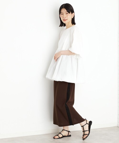 THE SHOP TK (ザ ショップ ティーケー )の「バルーンスリーブペプラムチュニック【洗える】(Tシャツ/カットソー・レディース・ブラック/ブラウン系/オフホワイト・12/13)」の6枚目の写真