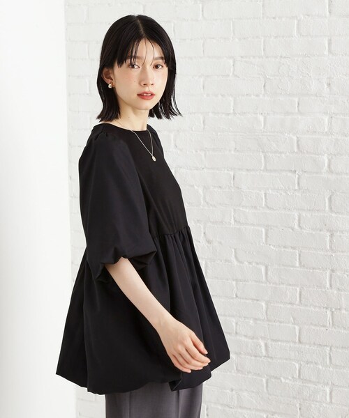 THE SHOP TK (ザ ショップ ティーケー )の「バルーンスリーブペプラムチュニック【洗える】(Tシャツ/カットソー・レディース・ブラック/ブラウン系/オフホワイト・12/13)」の8枚目の写真