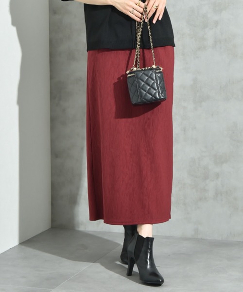 INTERPLANET（インタープラネット）の「ウェーブジャガードナロースカート（スカート・レディース・ブラック/ダークブラウン/ボルドー・FREE）」の3枚目の写真