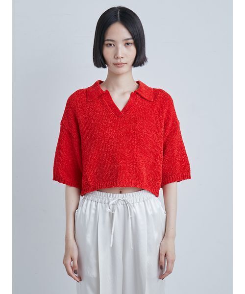 【MIESROHE】モールヤーンオープンカラーNT【新品、タグ付】 モールヤーンオープンカラーNT（ニット/セーター）｜MIESROHE