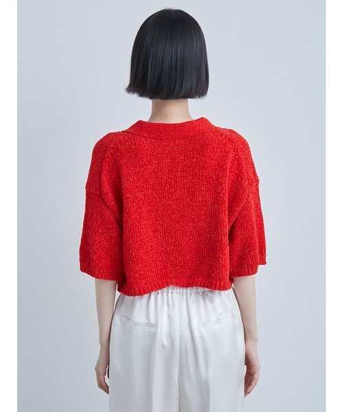 MIESROHE（ミースロエ）の「モールヤーンオープンカラーNT（ニット/セーター・レディース・ホワイト/ブラック/レッド・F）」の9枚目の写真